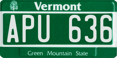 VT license plate APU636