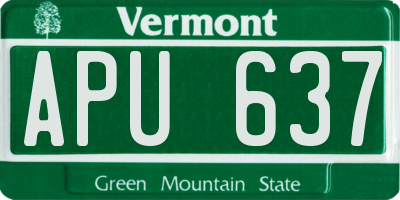 VT license plate APU637