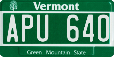 VT license plate APU640