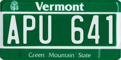 VT license plate APU641