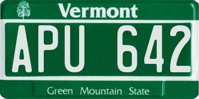 VT license plate APU642