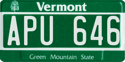 VT license plate APU646
