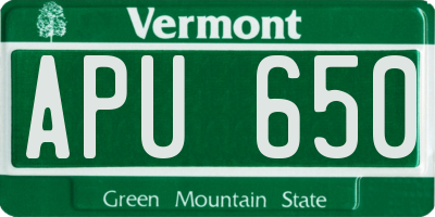 VT license plate APU650