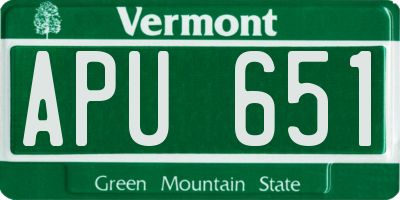 VT license plate APU651