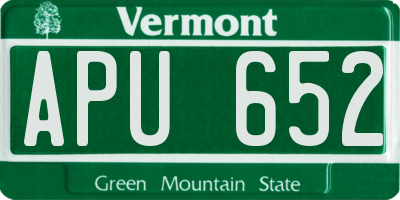 VT license plate APU652