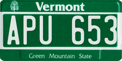 VT license plate APU653