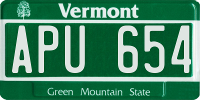 VT license plate APU654
