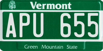 VT license plate APU655
