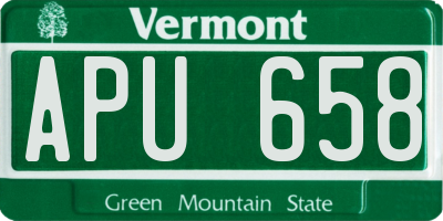 VT license plate APU658