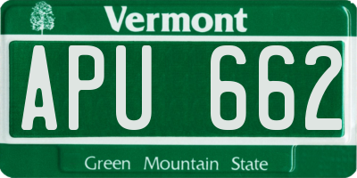 VT license plate APU662