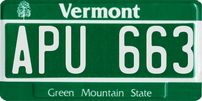 VT license plate APU663
