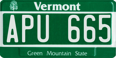 VT license plate APU665