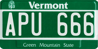 VT license plate APU666