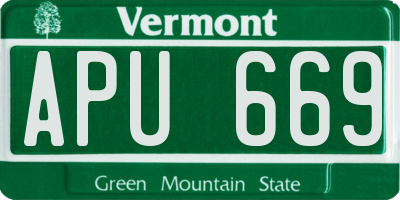 VT license plate APU669