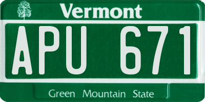 VT license plate APU671