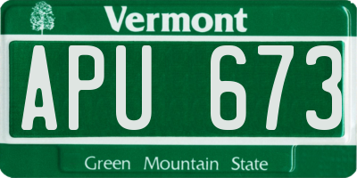 VT license plate APU673