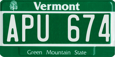 VT license plate APU674