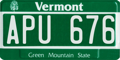 VT license plate APU676