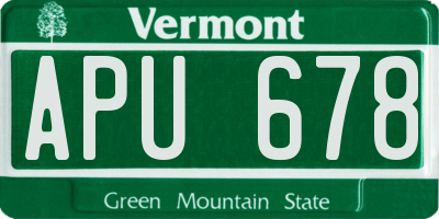 VT license plate APU678