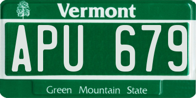 VT license plate APU679