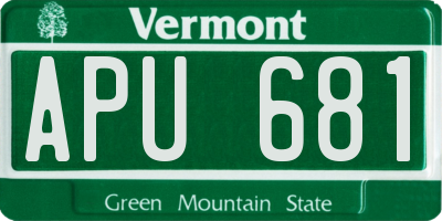 VT license plate APU681