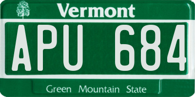 VT license plate APU684