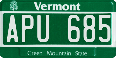 VT license plate APU685