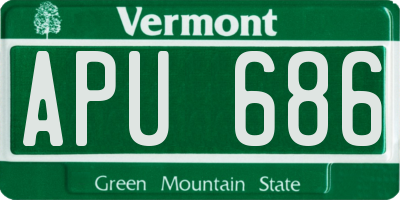 VT license plate APU686
