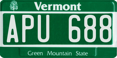VT license plate APU688