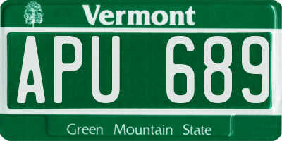 VT license plate APU689