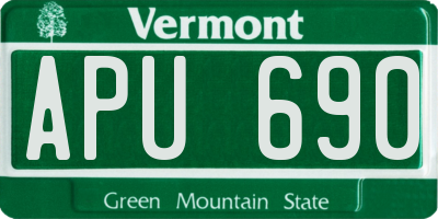 VT license plate APU690