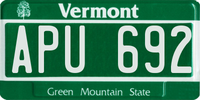 VT license plate APU692