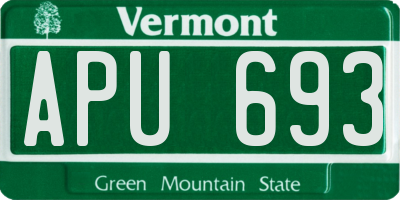 VT license plate APU693