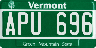 VT license plate APU696
