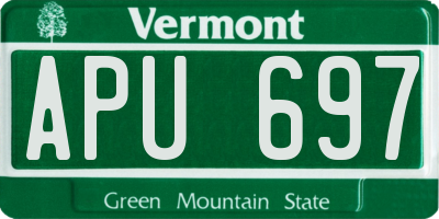 VT license plate APU697