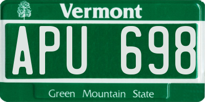 VT license plate APU698