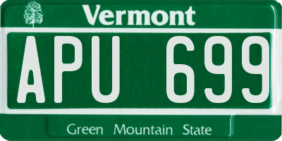 VT license plate APU699