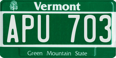 VT license plate APU703