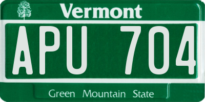 VT license plate APU704