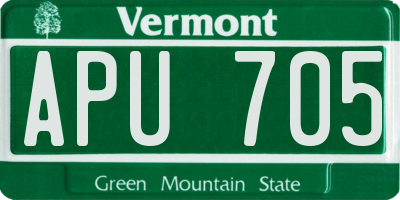 VT license plate APU705