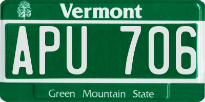 VT license plate APU706