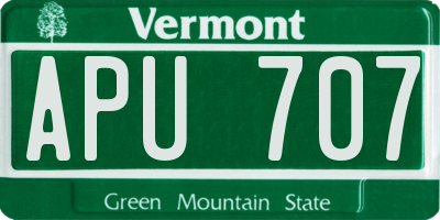 VT license plate APU707