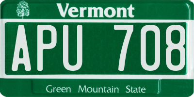 VT license plate APU708