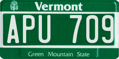 VT license plate APU709