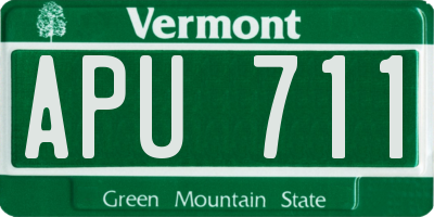 VT license plate APU711