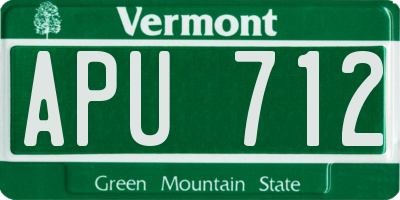 VT license plate APU712