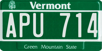 VT license plate APU714