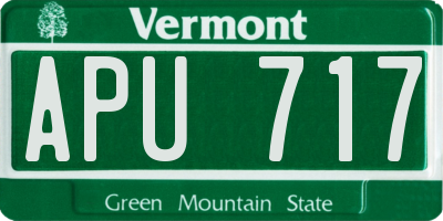 VT license plate APU717