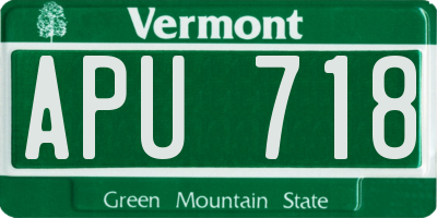 VT license plate APU718