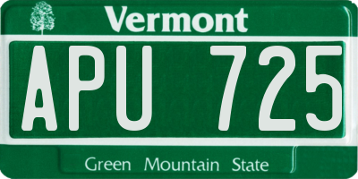 VT license plate APU725